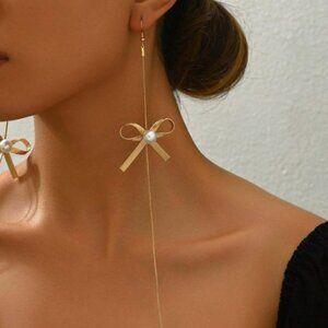 Women's Bow Chain Long Drop Earrings